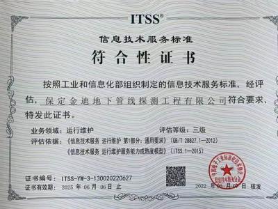必发集团管线公司通过国家ITSS服务标准认证
